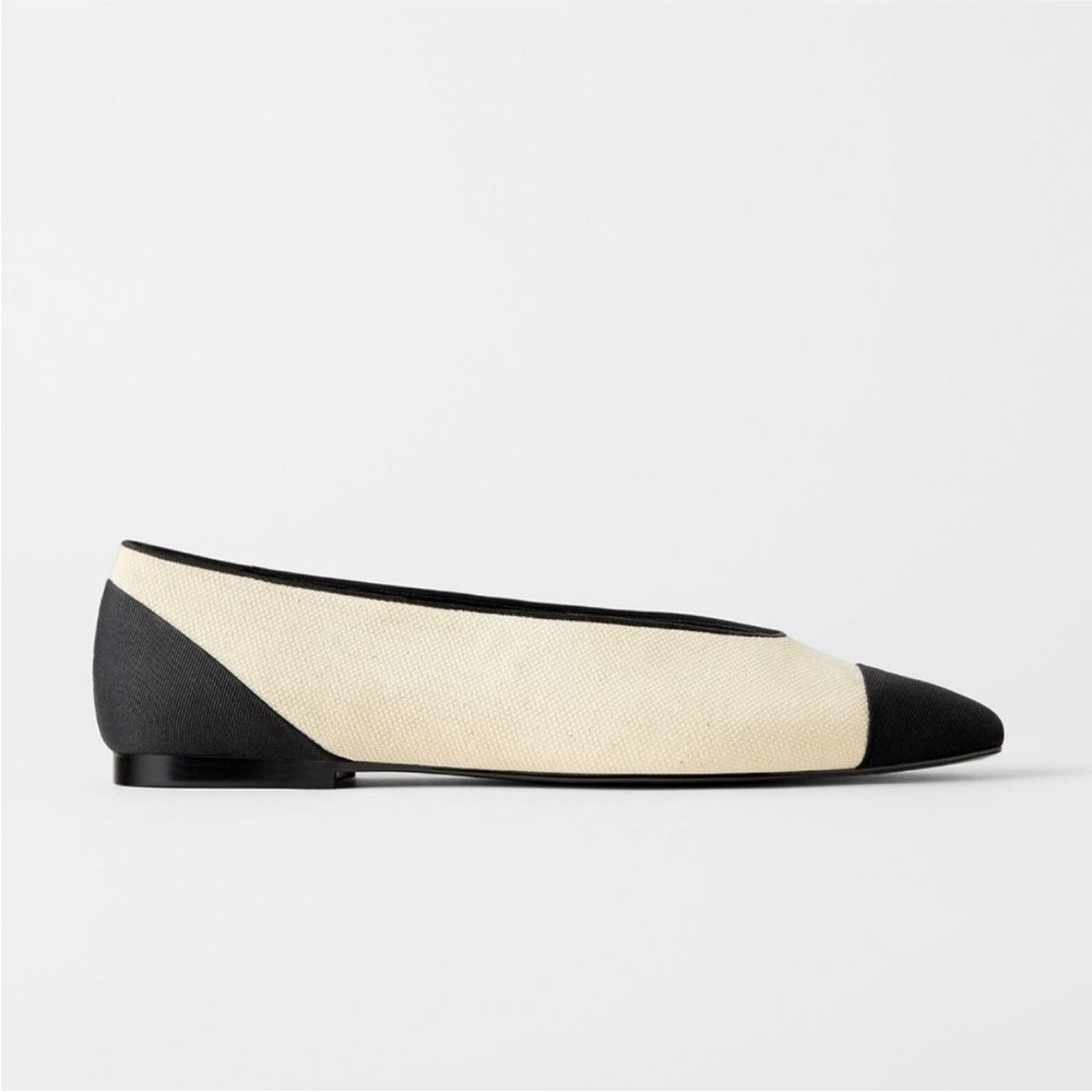 Zara Canvas Two Tome Ballet Flats Women’s Size EU 39 - Picture 1 of 7